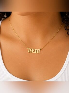 1999 Gold-Plated Date Necklace - Women Jewelry